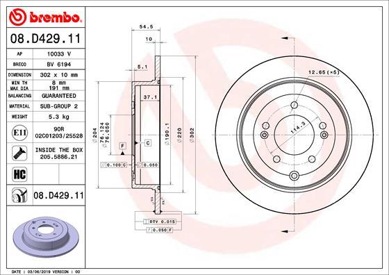 Brembo 08.D429.11 - Гальмівний диск autozip.com.ua