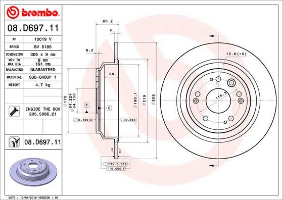 Brembo 08.D697.11 - Гальмівний диск autozip.com.ua