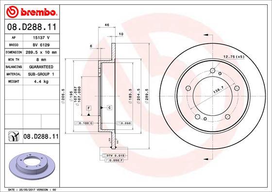 Brembo 08.D288.11 - Гальмівний диск autozip.com.ua