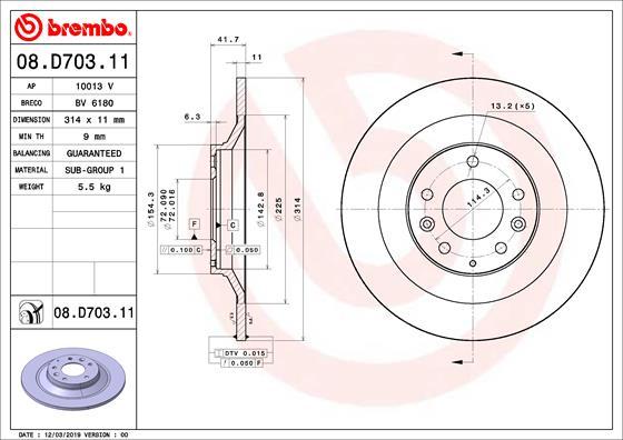 Brembo 08.D703.11 - Гальмівний диск autozip.com.ua