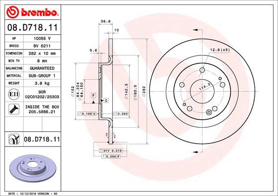 Brembo 08.D718.11 - Гальмівний диск autozip.com.ua