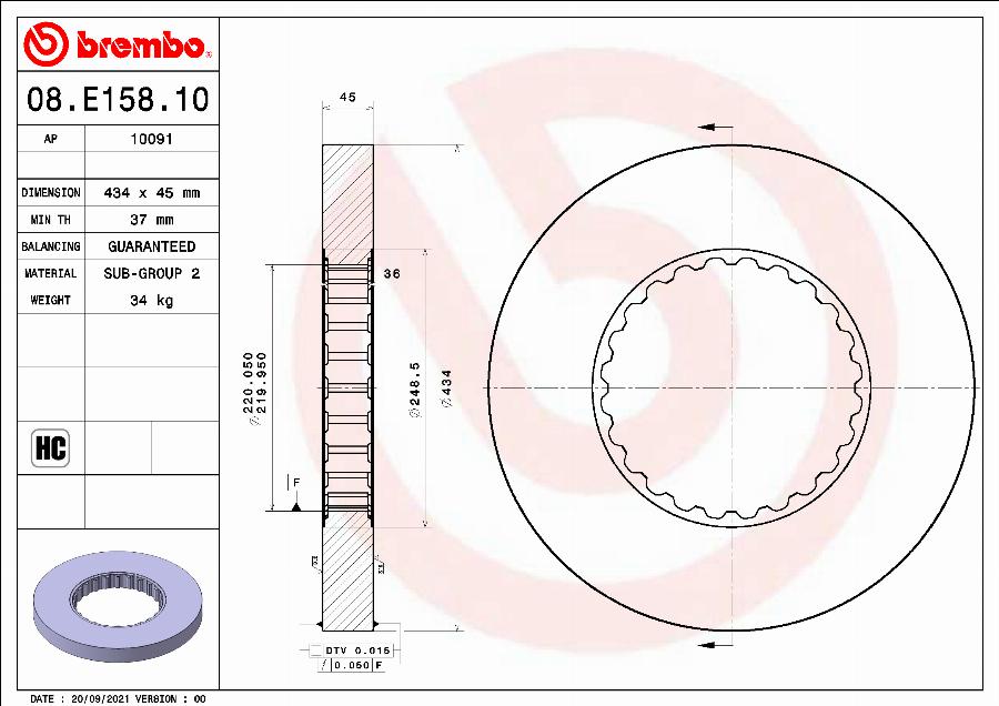 Brembo 08.E158.10 - Гальмівний диск autozip.com.ua