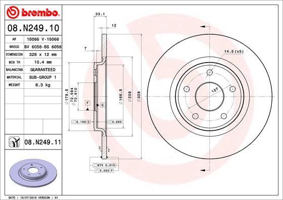 Brembo 08.N249.10 - Гальмівний диск autozip.com.ua