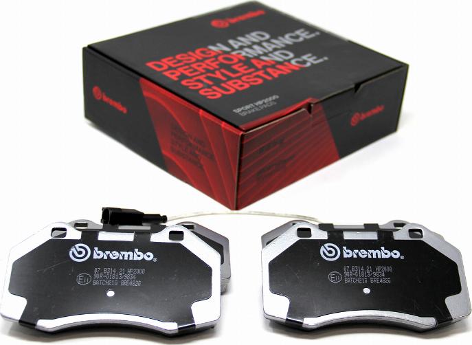 Brembo 07.B314.21 - Комплект високоефективних гальмівних колодок autozip.com.ua