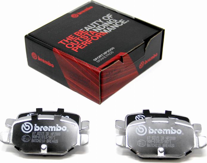 Brembo 07.B315.30 - Комплект високоефективних гальмівних колодок autozip.com.ua