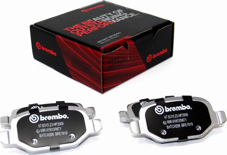 Brembo 07.B315.23 - Комплект високоефективних гальмівних колодок autozip.com.ua