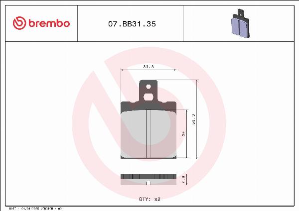 Brembo 07BB3135 - Гальмівні колодки, дискові гальма autozip.com.ua