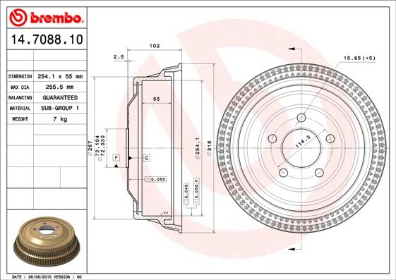 Brembo 14.7088.10 - Гальмівний барабан autozip.com.ua