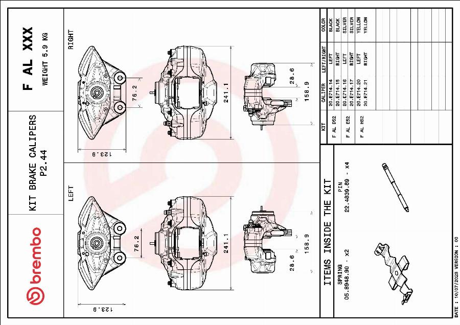 Brembo F AL D52 - Комплект корпусу скоби гальма autozip.com.ua