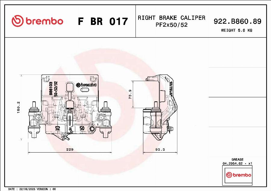 Brembo F BR 017 - Гальмівний супорт autozip.com.ua