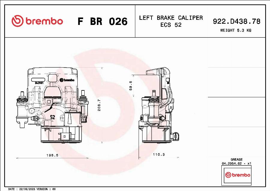 Brembo F BR 026 - Гальмівний супорт autozip.com.ua