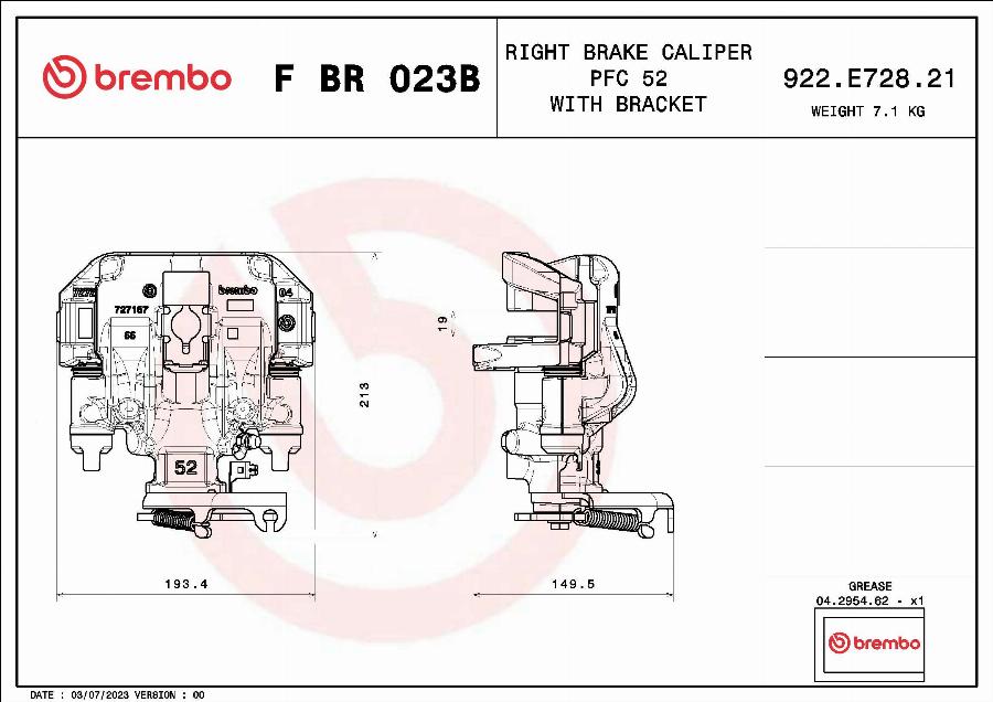 Brembo F BR 023B - Гальмівний супорт autozip.com.ua