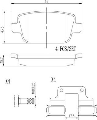 Brembo P44017N - Гальмівні колодки, дискові гальма autozip.com.ua