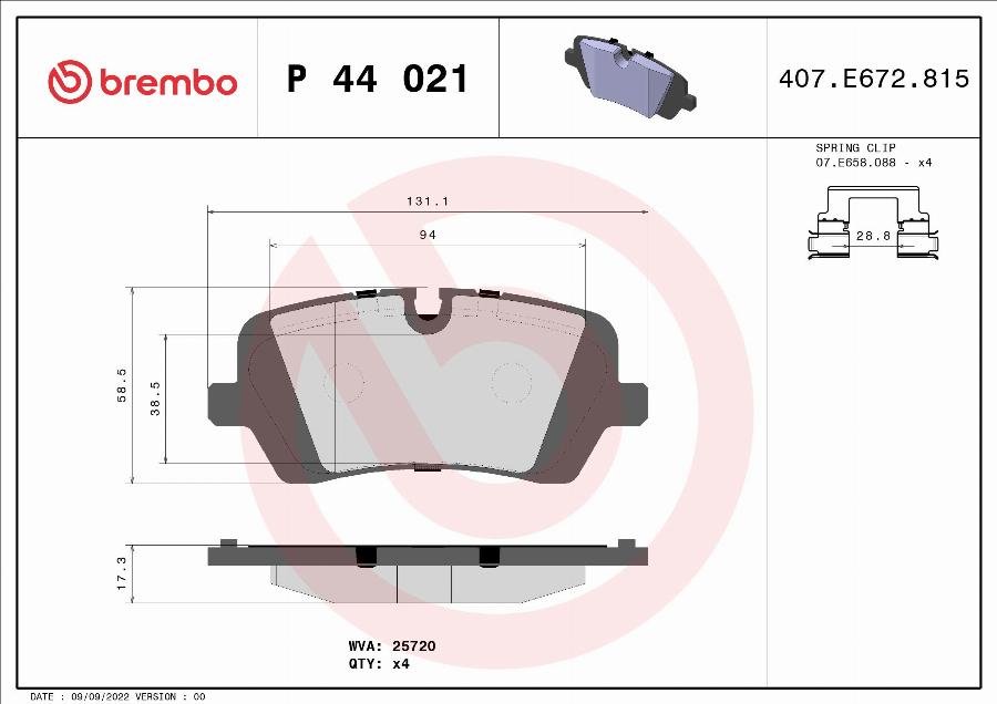 Brembo P 44 021 - Гальмівні колодки, дискові гальма autozip.com.ua
