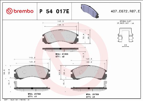 Brembo P 54 017E - Гальмівні колодки, дискові гальма autozip.com.ua