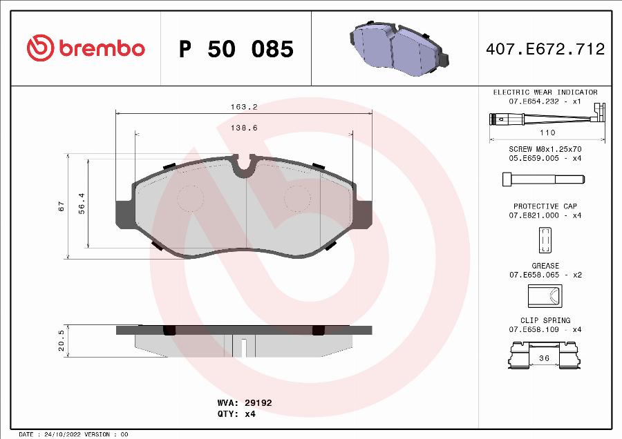 Brembo P 50 085 - Гальмівні колодки, дискові гальма autozip.com.ua