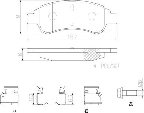 Brembo P61082N - Гальмівні колодки, дискові гальма autozip.com.ua