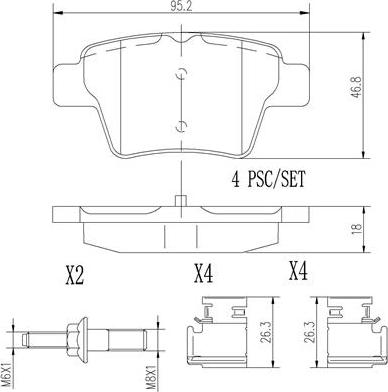 Brembo P61100N - Гальмівні колодки, дискові гальма autozip.com.ua