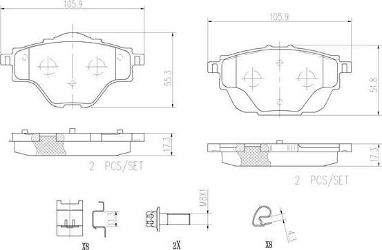 Brembo P61124N - Гальмівні колодки, дискові гальма autozip.com.ua