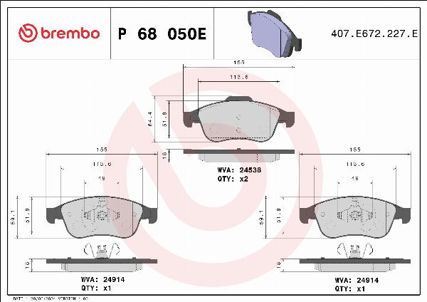 Brembo P 68 050E - Гальмівні колодки, дискові гальма autozip.com.ua