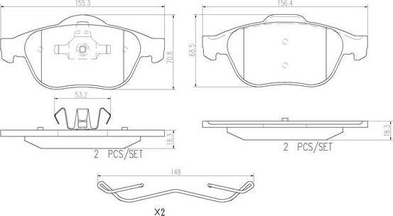 Brembo P68030N - Гальмівні колодки, дискові гальма autozip.com.ua