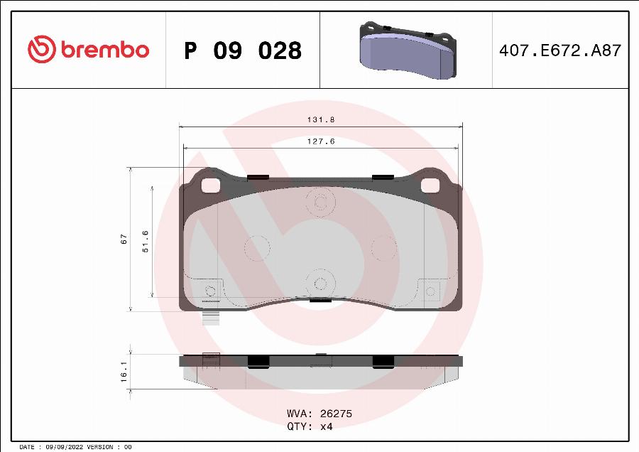 Brembo P 09 028 - Гальмівні колодки, дискові гальма autozip.com.ua
