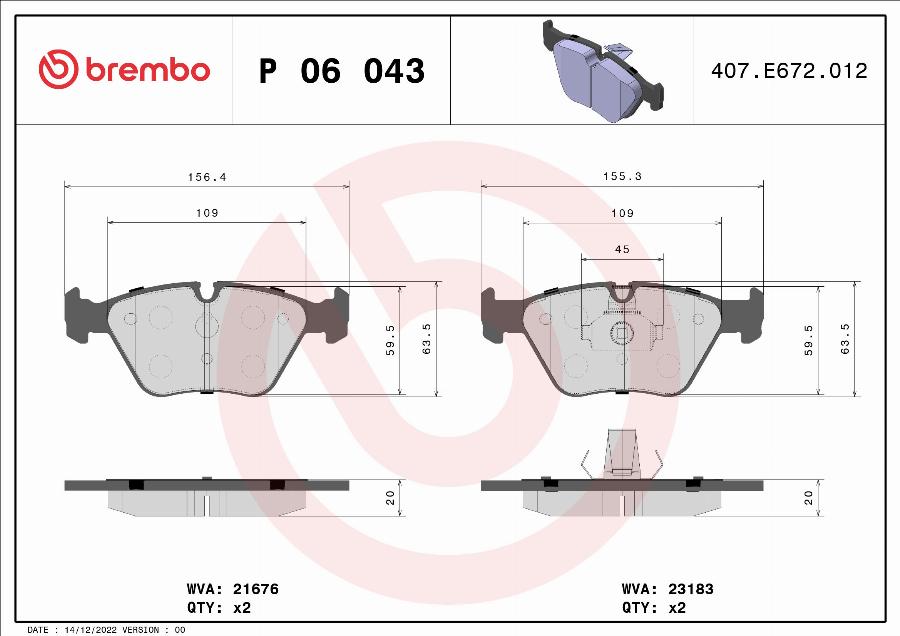 Brembo P 06 043 - Гальмівні колодки, дискові гальма autozip.com.ua