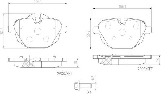 Brembo P06064N - Гальмівні колодки, дискові гальма autozip.com.ua