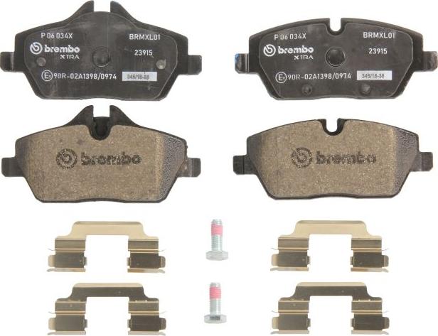 Brembo P 06 034X - Гальмівні колодки, дискові гальма autozip.com.ua