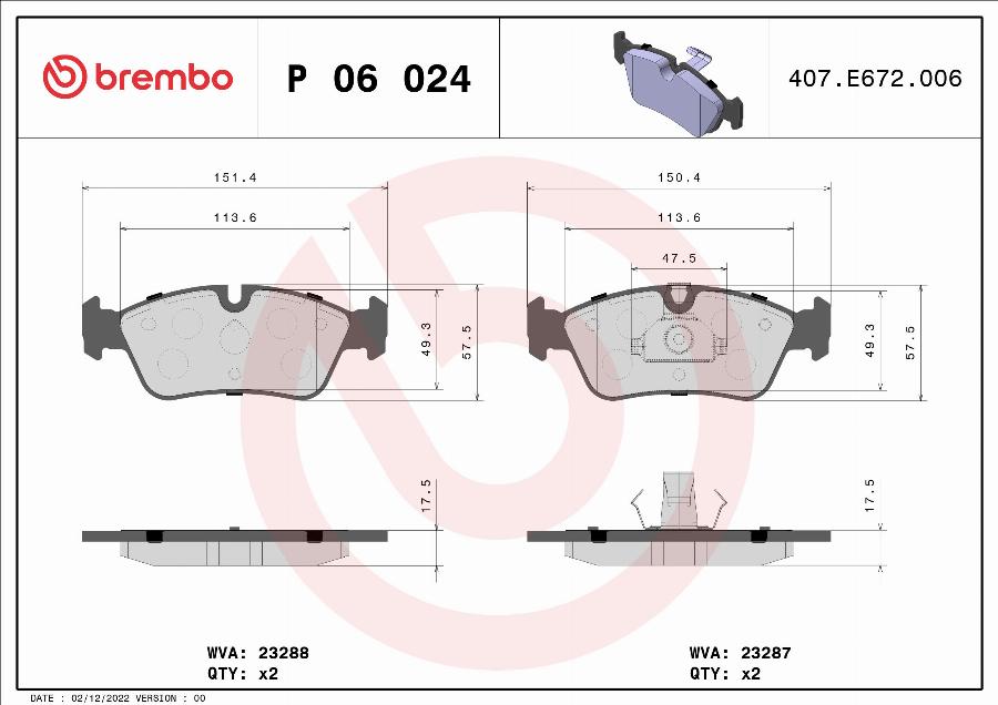 Brembo P 06 024 - Гальмівні колодки, дискові гальма autozip.com.ua