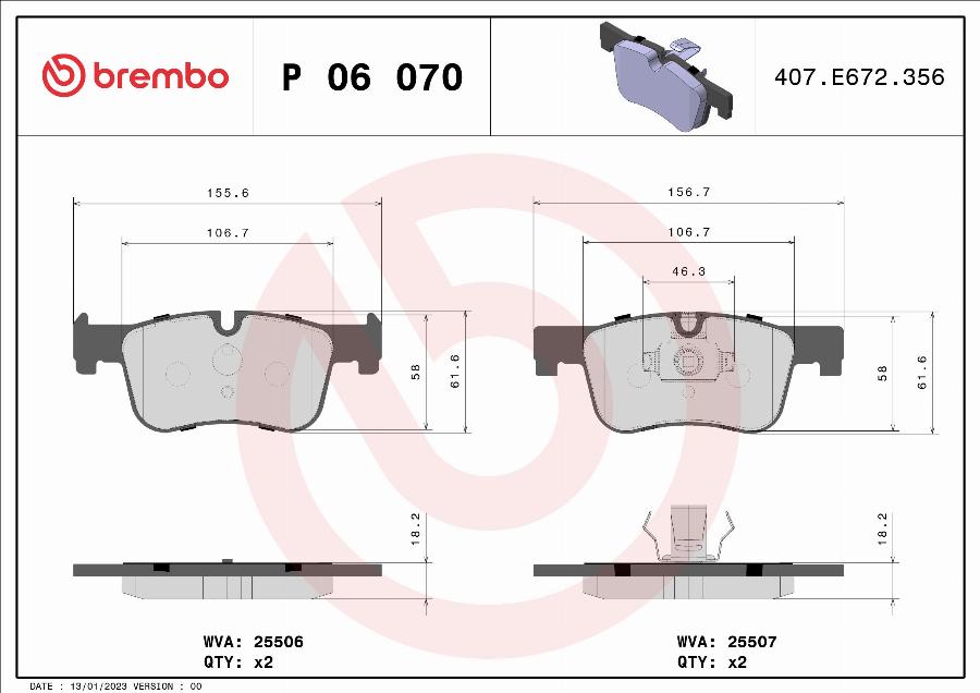 Brembo P 06 070 - Гальмівні колодки, дискові гальма autozip.com.ua