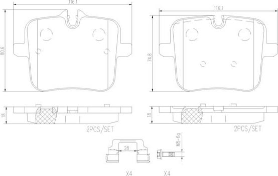 Brembo P06109N - Гальмівні колодки, дискові гальма autozip.com.ua