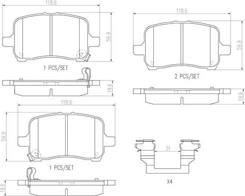 Brembo P10030N - Гальмівні колодки, дискові гальма autozip.com.ua