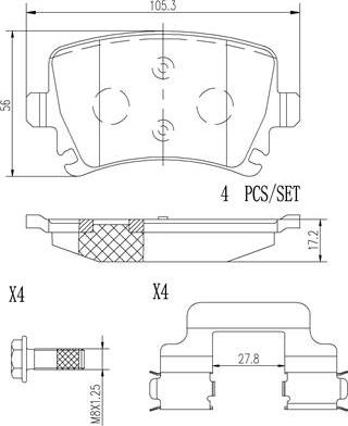 Brembo P85095N - Гальмівні колодки, дискові гальма autozip.com.ua