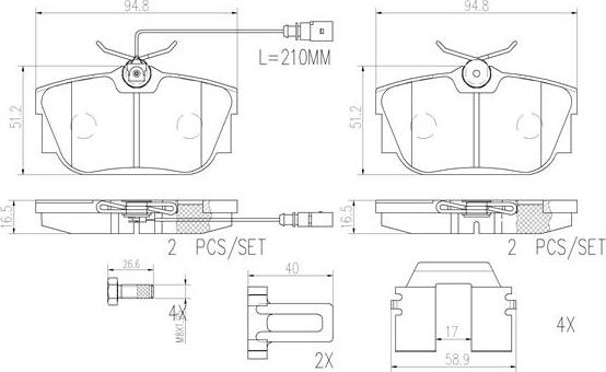 Brembo P85059N - Гальмівні колодки, дискові гальма autozip.com.ua