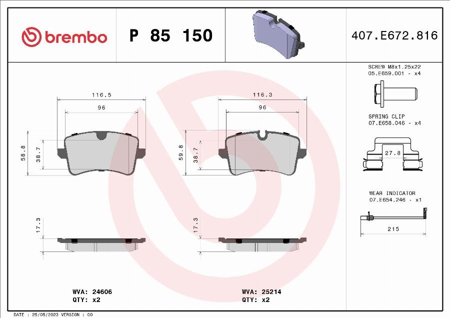 Brembo P 85 150 - Гальмівні колодки, дискові гальма autozip.com.ua