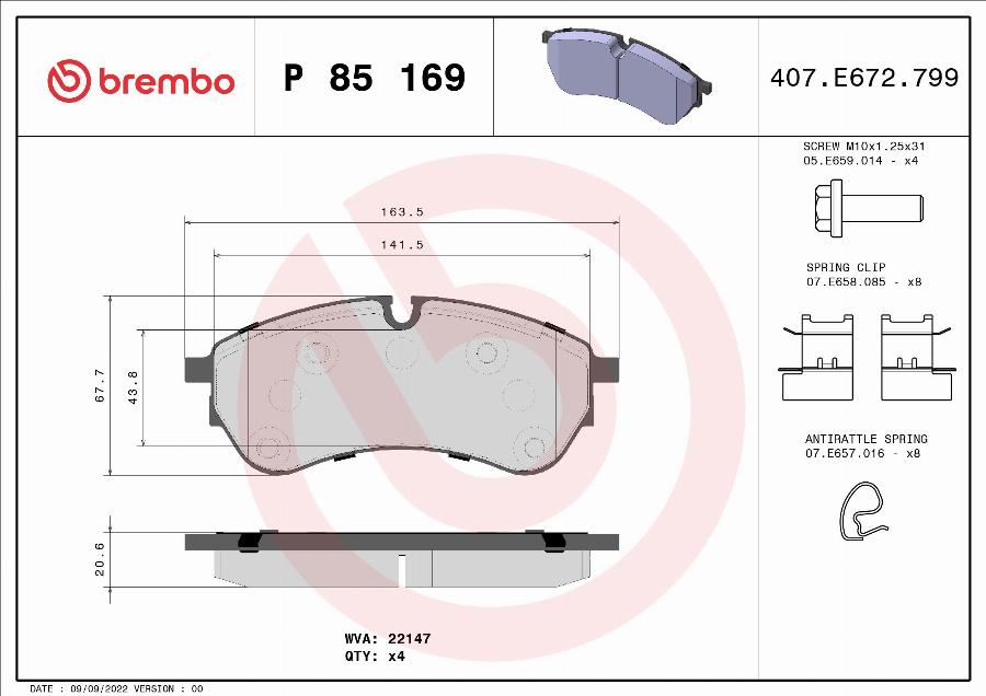 Brembo P 85 169 - Гальмівні колодки, дискові гальма autozip.com.ua
