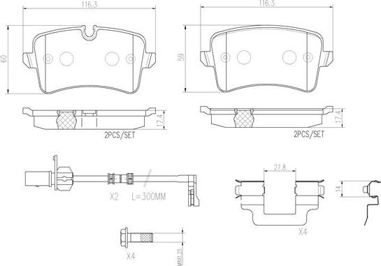 Brembo P85117N - Гальмівні колодки, дискові гальма autozip.com.ua