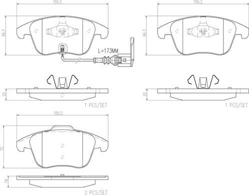 Brembo P85130N - Гальмівні колодки, дискові гальма autozip.com.ua