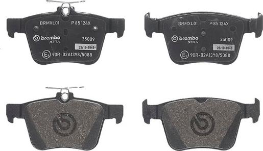 Brembo P 85 124X - Комплект гальмівних колодок з 4 шт. дисків autozip.com.ua