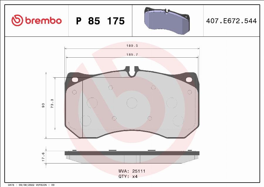 Brembo P 85 175 - Гальмівні колодки, дискові гальма autozip.com.ua
