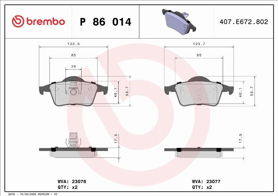 Brembo P 86 014 - Гальмівні колодки, дискові гальма autozip.com.ua