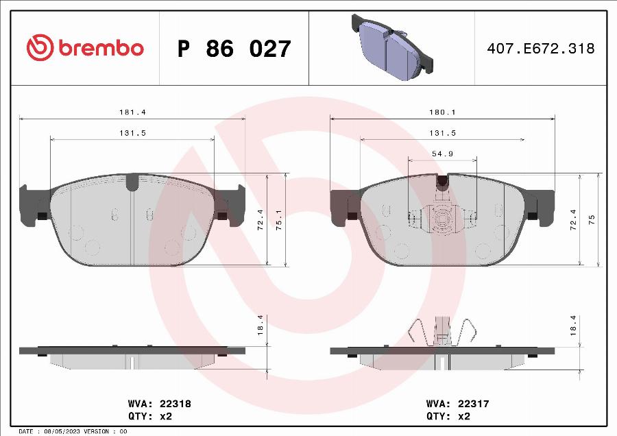 Brembo P 86 027 - Гальмівні колодки, дискові гальма autozip.com.ua