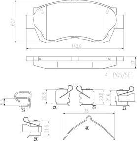 Brembo P83027N - Гальмівні колодки, дискові гальма autozip.com.ua