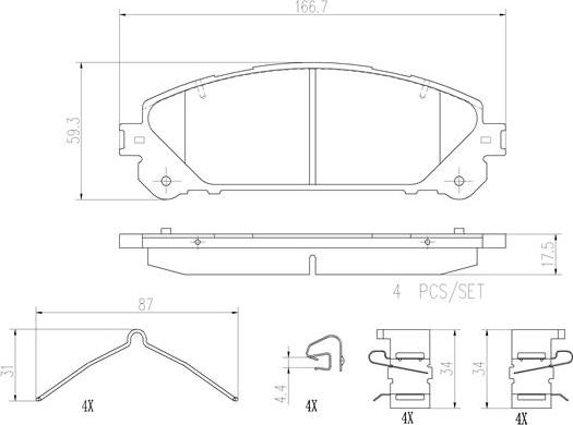 Brembo P83145N - Гальмівні колодки, дискові гальма autozip.com.ua