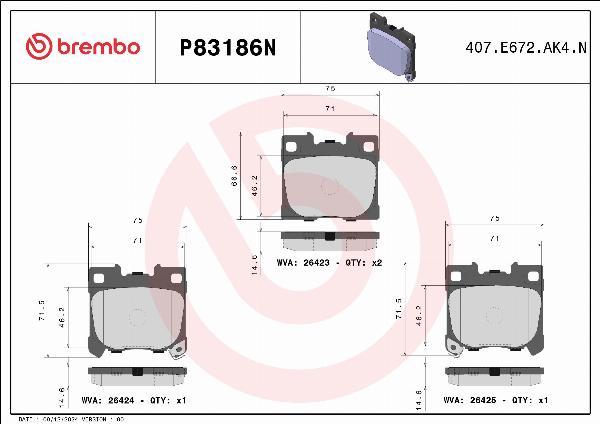 Brembo P83186N - Гальмівні колодки, дискові гальма autozip.com.ua