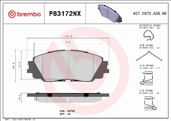 Brembo P83172NX - Гальмівні колодки, дискові гальма autozip.com.ua