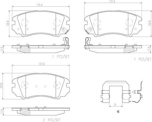 Brembo P30043N - Гальмівні колодки, дискові гальма autozip.com.ua