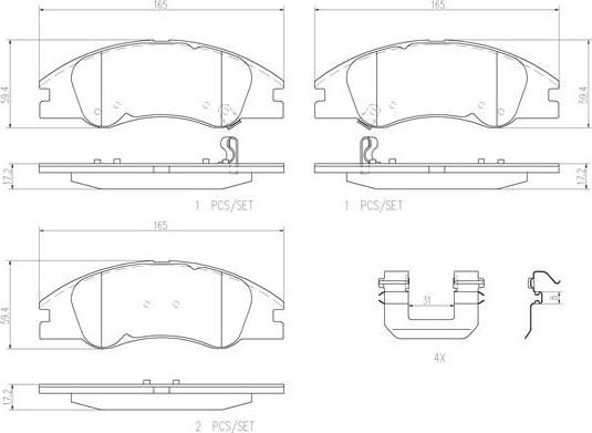 Brembo P30042N - Гальмівні колодки, дискові гальма autozip.com.ua