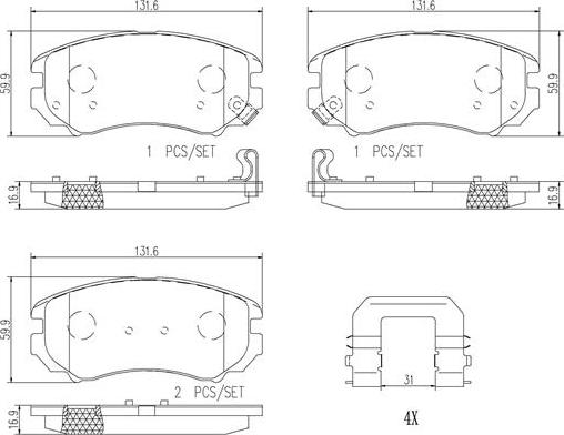 Brembo P30018N - Гальмівні колодки, дискові гальма autozip.com.ua